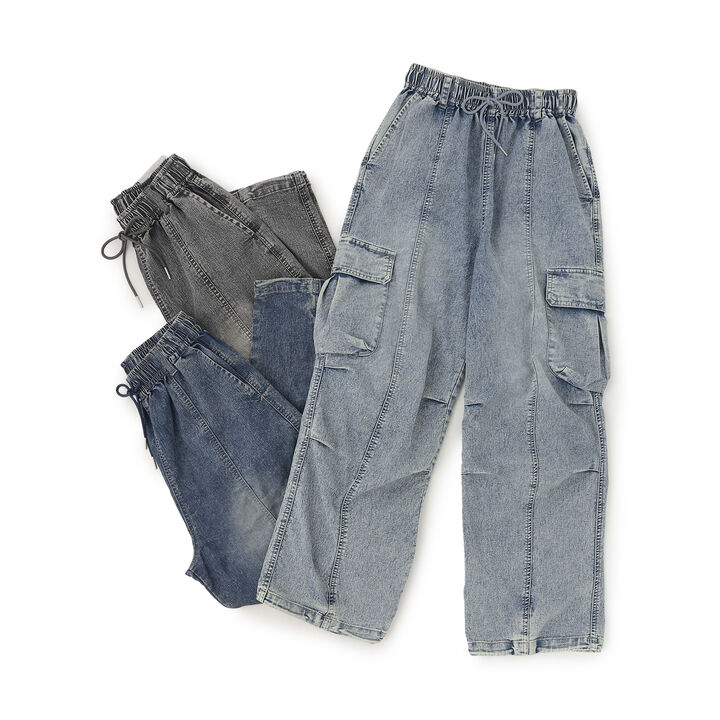 [LTXC/ME DENIM] Stretch Quick-Dry Denim Cargo Pants with Belt Loops,Blue, medium image number 10