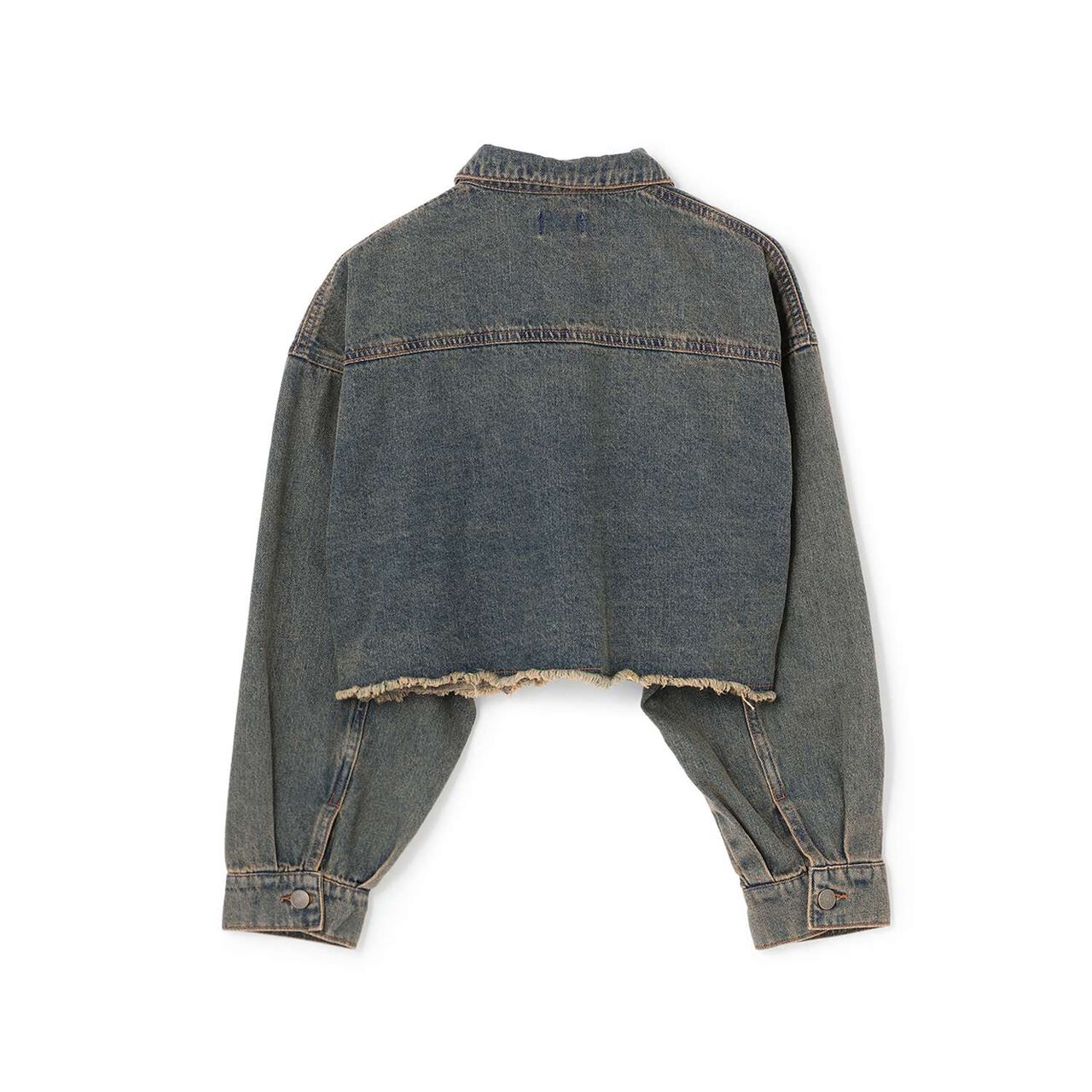 Cropped Denim Jacket,Navy, large image number 8