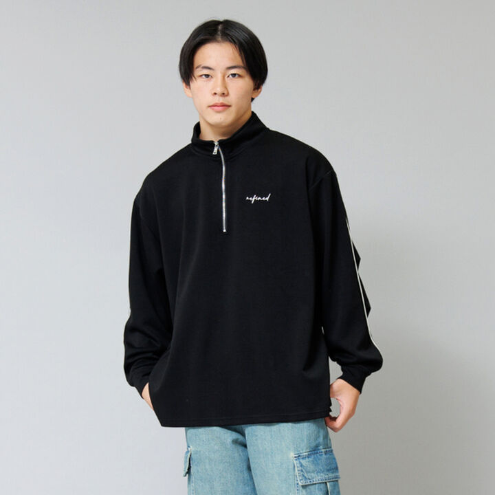 [Warm / Quick-Dry] Double-Knit Half-Zip Pullover,Light gray, medium image number 12