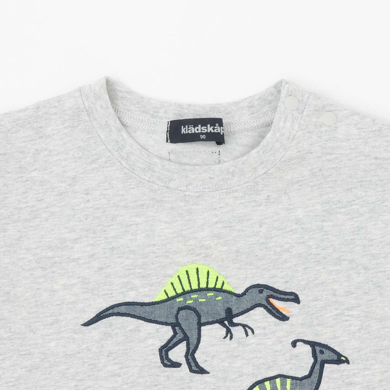 Dinosaur Appliqu&eacute; Sleeve Line Long-Sleeve T-Shirt,Top gray, large image number 2