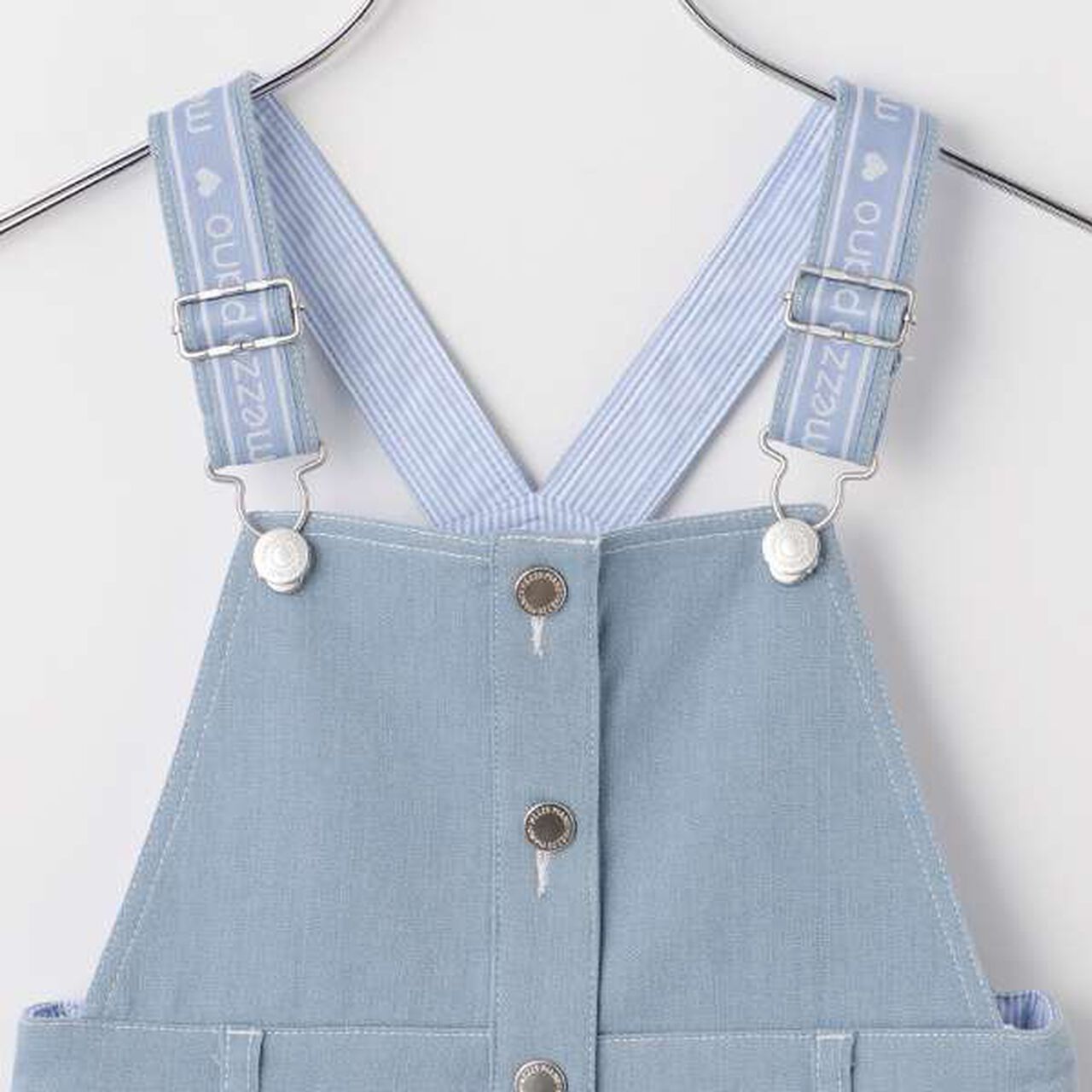 Gradient Denim Logo Tape Overall Skirt,Mint, large image number 2