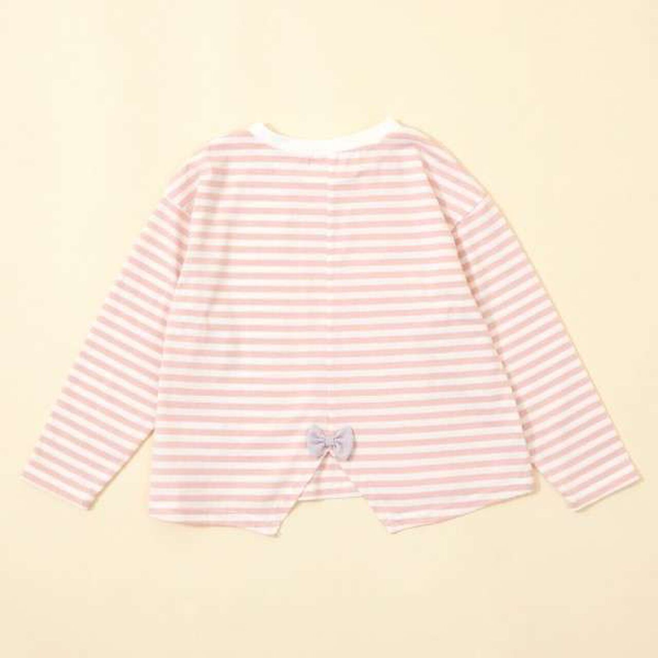 KP Coucou Long-Sleeve Stripe Pattern T-Shirt with Single-Point Embroidery [80-140],Beige, large image number 6