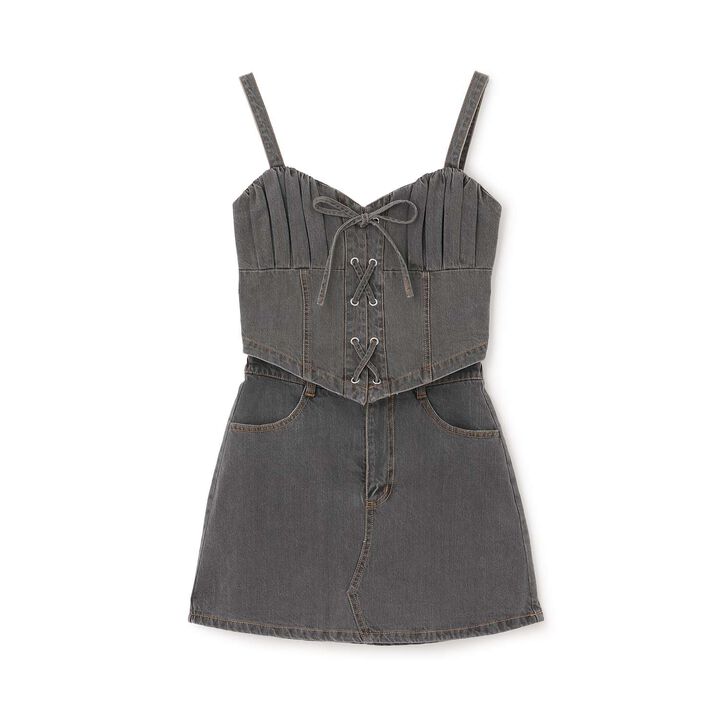 Denim Skirt Outfit Set,Gray, medium image number 5