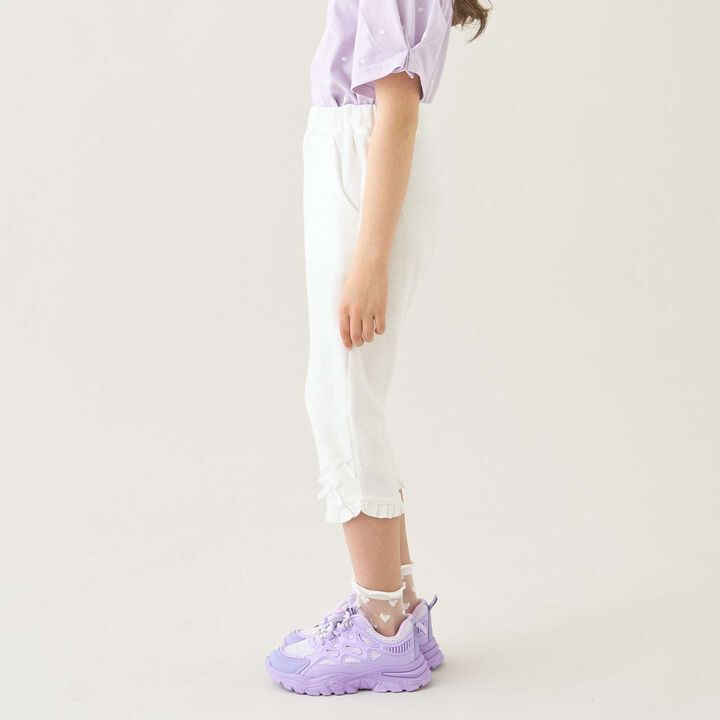 [Tomo Pants] Stain Resistant UV Cool Touch Round-Hem Frill 3/4 Capri Pants for Girls,Salmon pink, medium image number 17