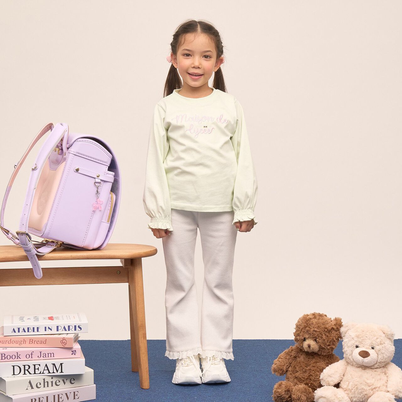 [Quick-Dry UV Non-Crumbling] Muteki T Logo Embroidery Shirred Sleeve Top,Yellow green, large image number 20