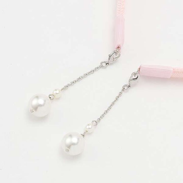 Charm-Embellished Pearl Ribbon Headband,Black, medium image number 3