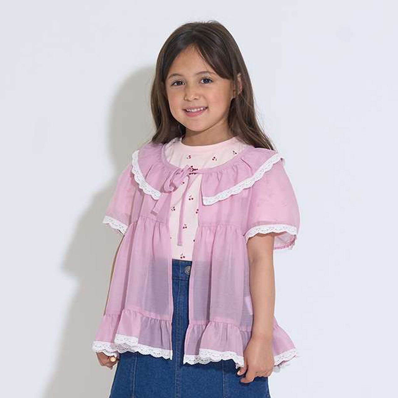 Sheer Gathered Top,Pink, large image number 0