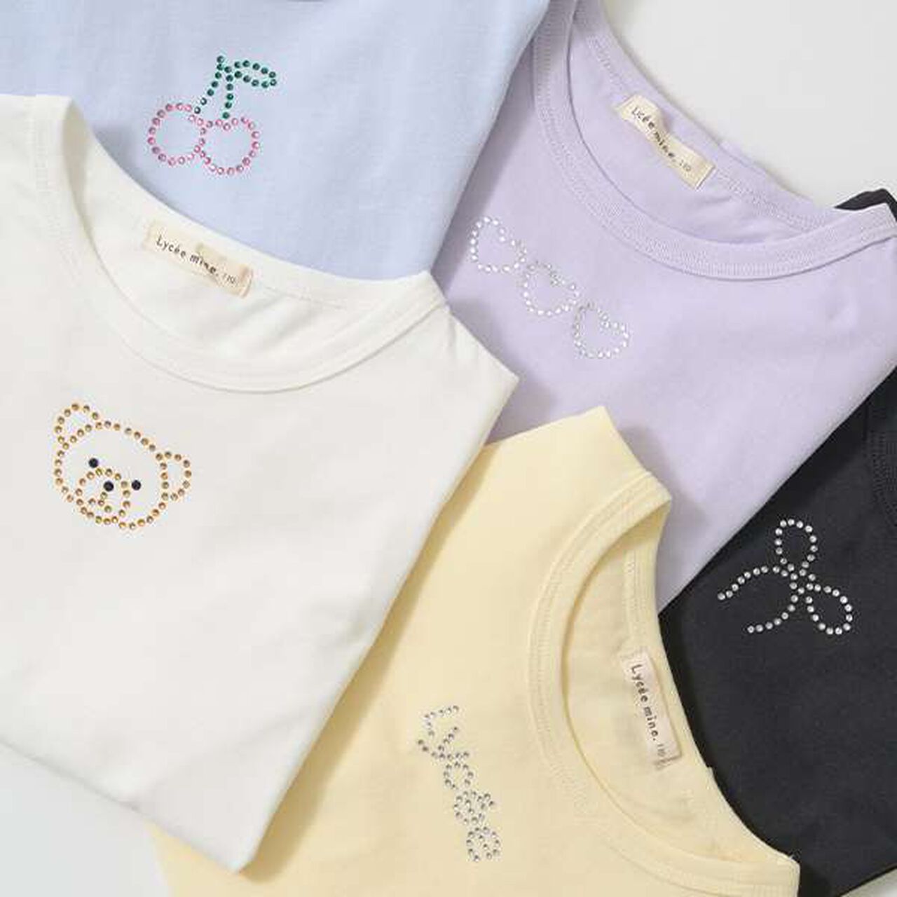 Soft Cotton Assorted Line Stone Motif Puff A-Line T-Shirt,Cream, large image number 12