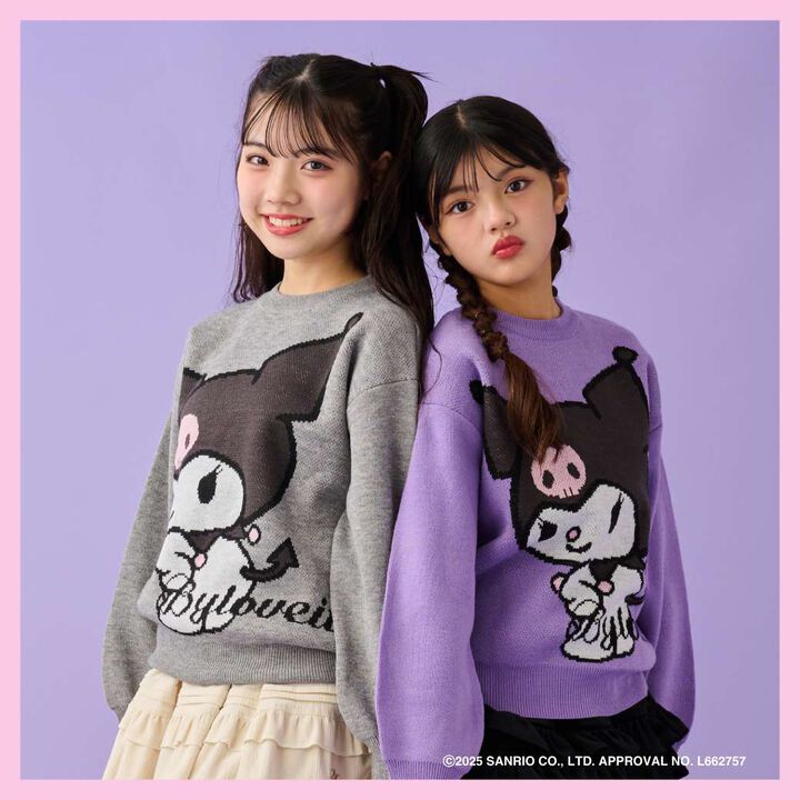 Kuromi Jacquard Knit Pullover,Lavender, medium image number 1
