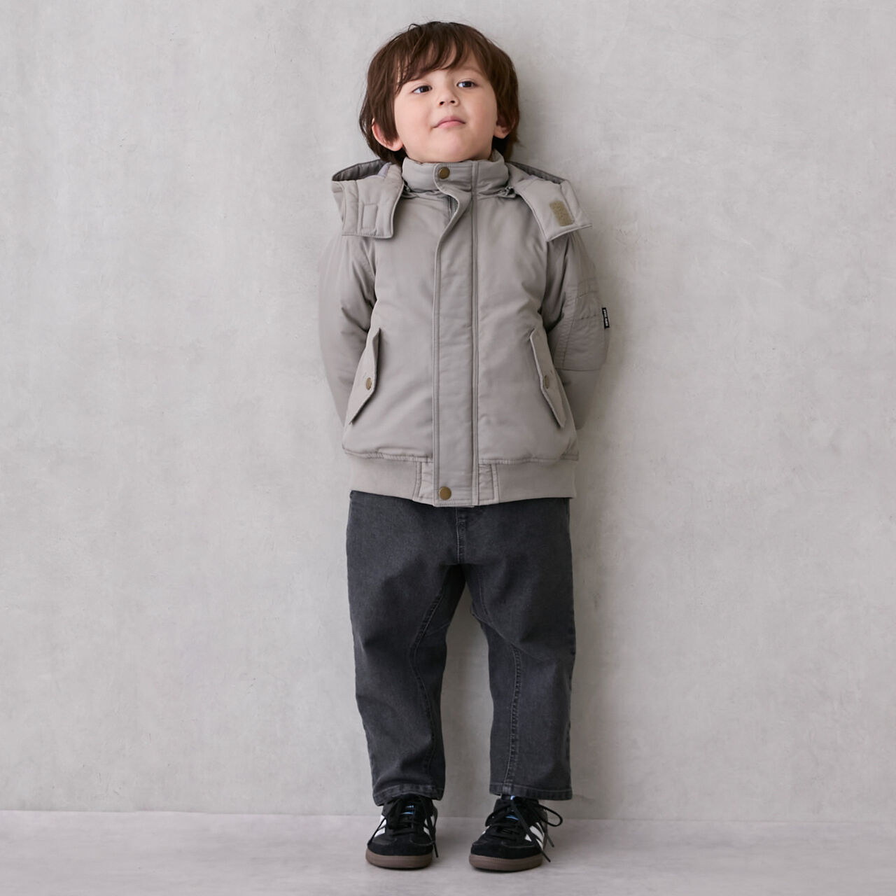 Washable MA1 Style Removable Hood Jacket,Khaki, large image number 8