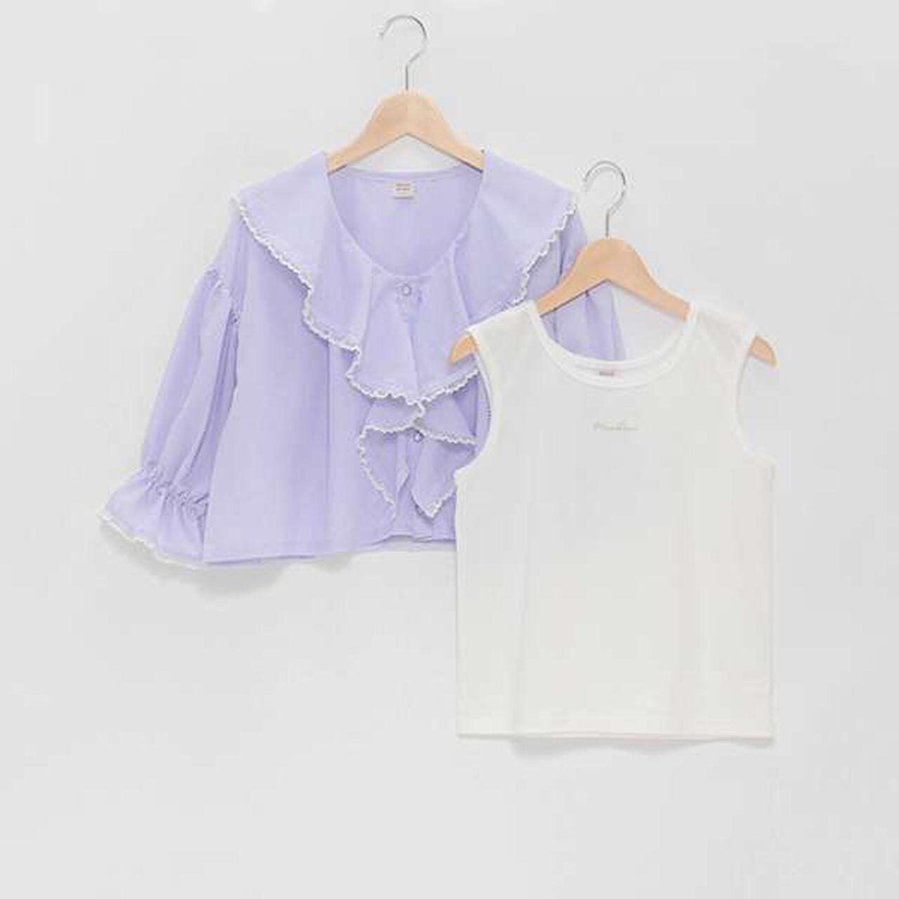 Frill Sailor Blouse & Tank Top Set,Sax blue, large image number 12