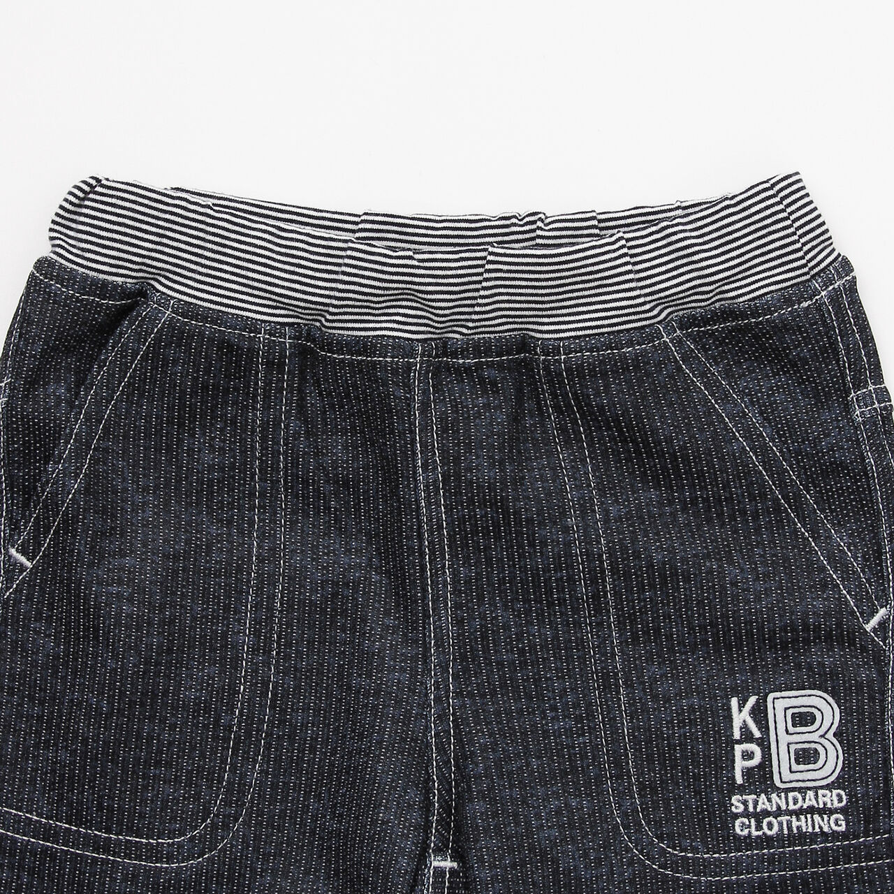 Dry Mesh Denim Print Half Pants,Navy, large image number 2