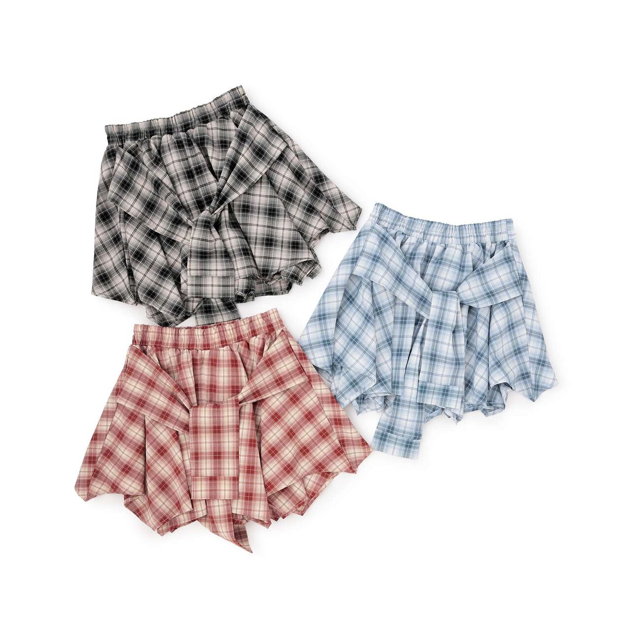 [LTXC] Waist Wrap Style Checkered Culottes,Black, large image number 9