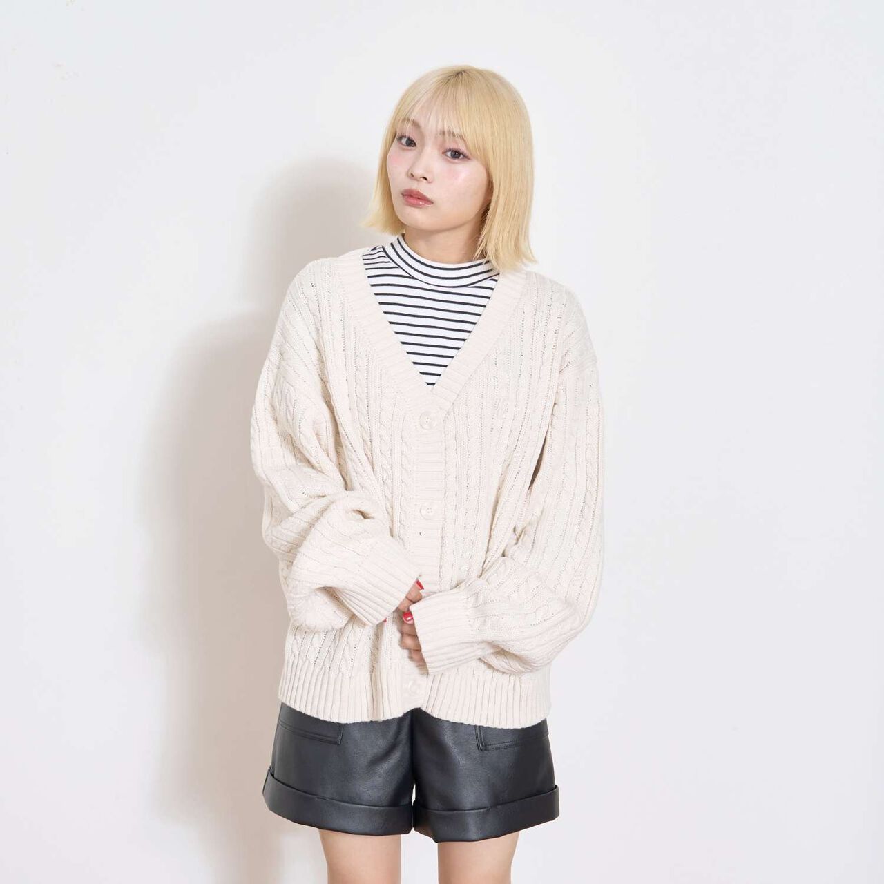 [LTXC] Faux Leather Shorts,Black, large image number 4