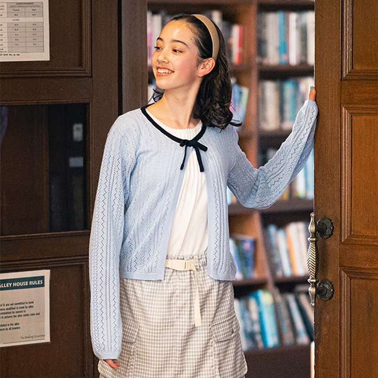 Lace Knit Cardigan + T-Blouse Set,Ivory, large image number 17