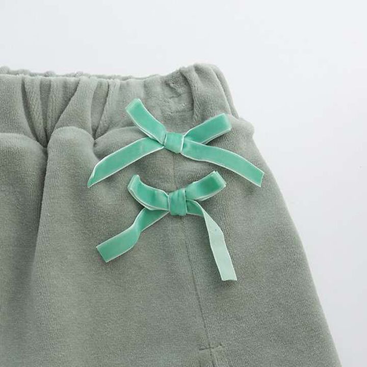 Plush Velour Coordinatable Setup Flared Pants with Skirt,Emerald green, medium image number 8