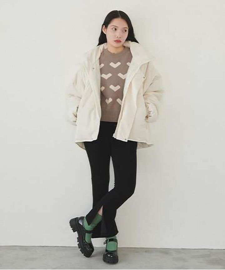 Heart Pattern Knit Pullover,Greige, medium image number 12