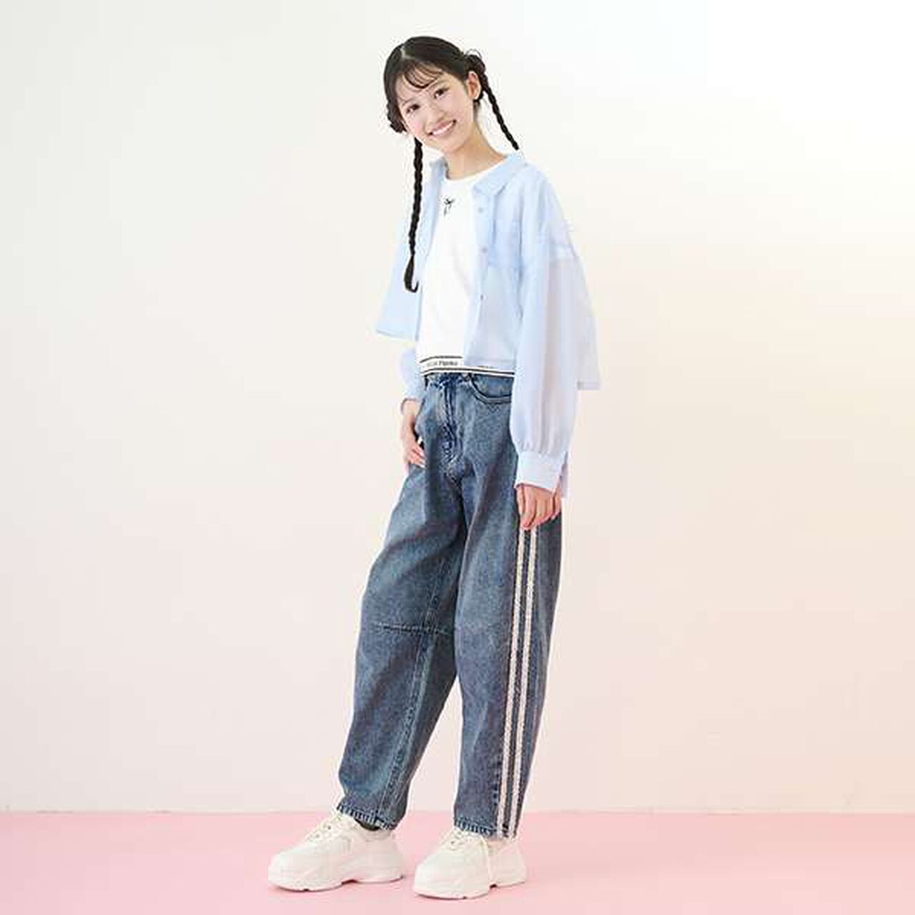 Slim-Fit Barrel Leg Denim Pants (Assorted Design),Blue, large image number 12