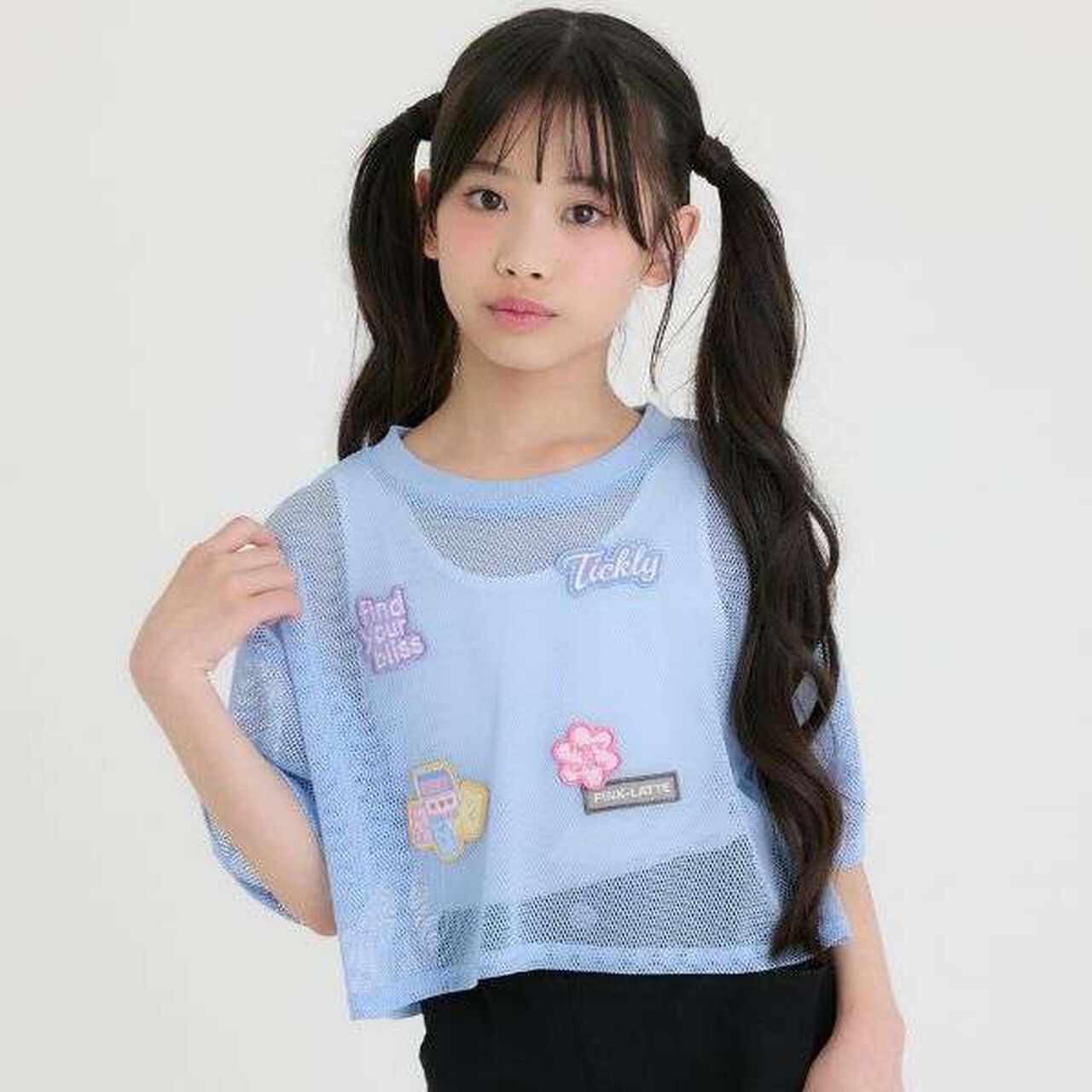 [Cool Touch Inner Only] Patch Mesh Short-Sleeve T-Shirt & Tank Set,Black, large image number 22