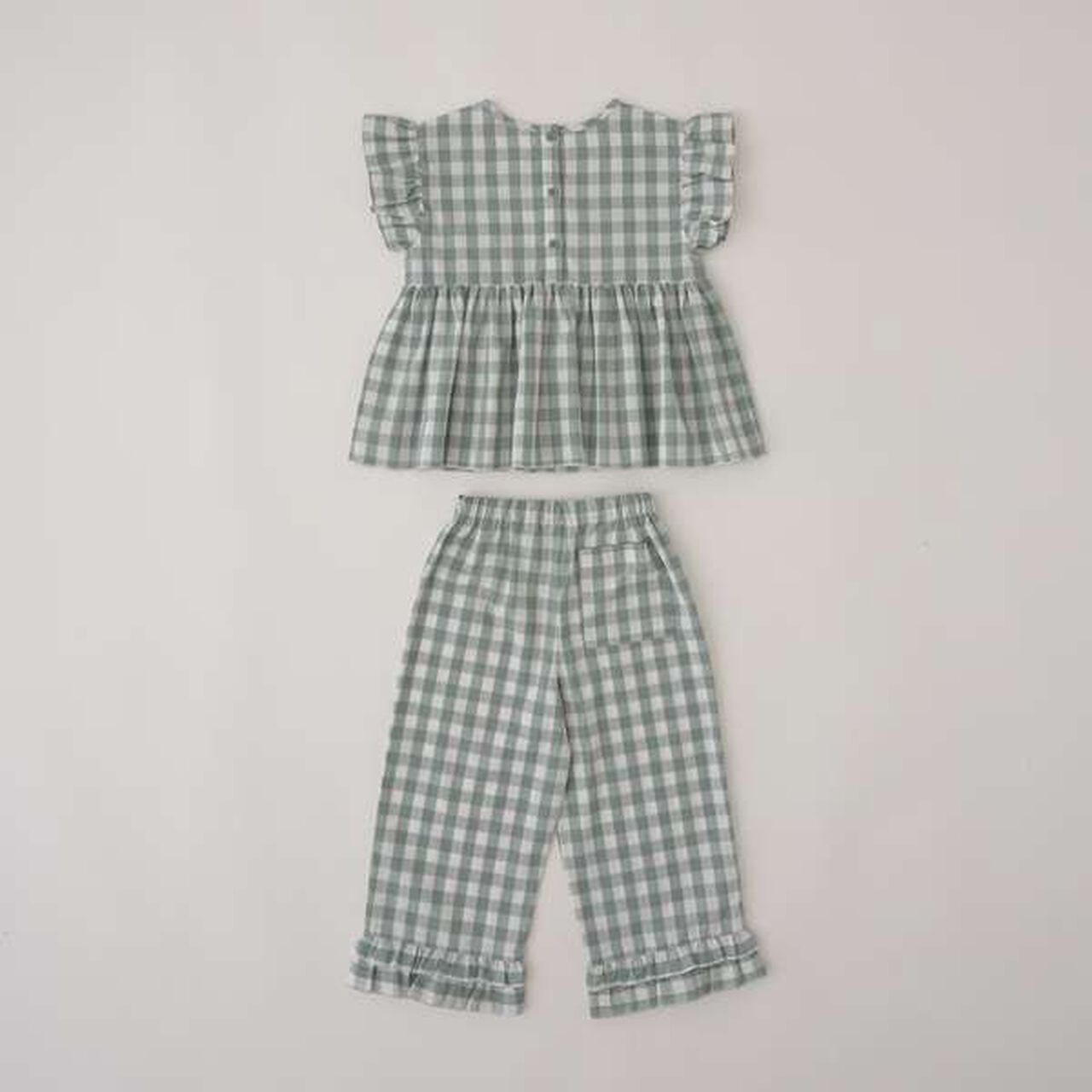 Peplum Blouse & Hem Frill Pants Outfit Set,Mocha tea, large image number 13