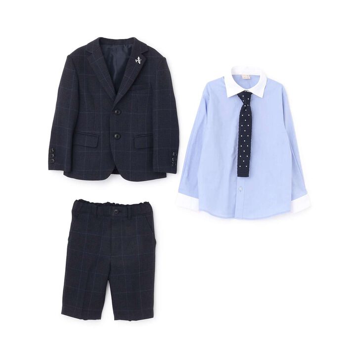 [Formal] Checkered Jacket & Half Pants Set,Light khaki, medium image number 10