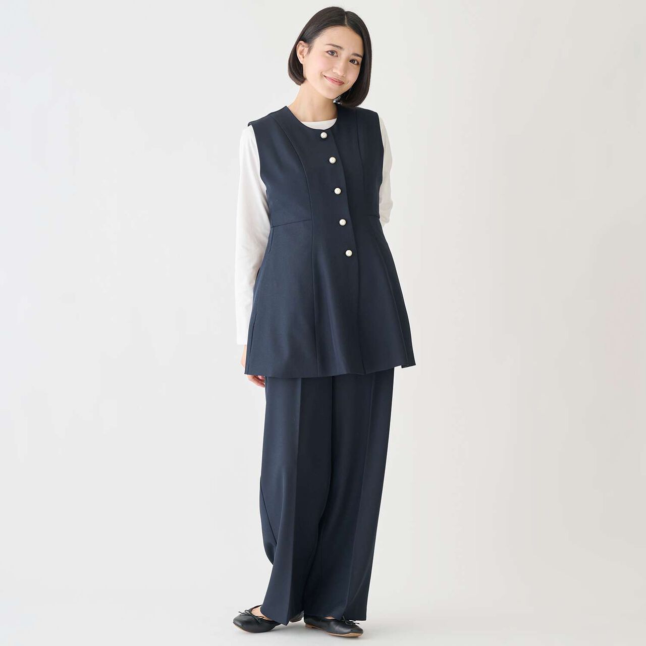 [Formal] No-Collar Gilet,Gray, large image number 2