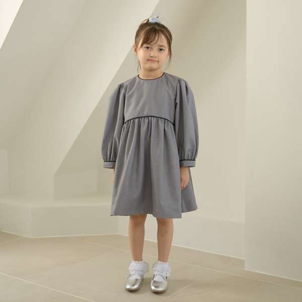 Removable Collar Occasion One-Piece Dress,Gray, large image number 9