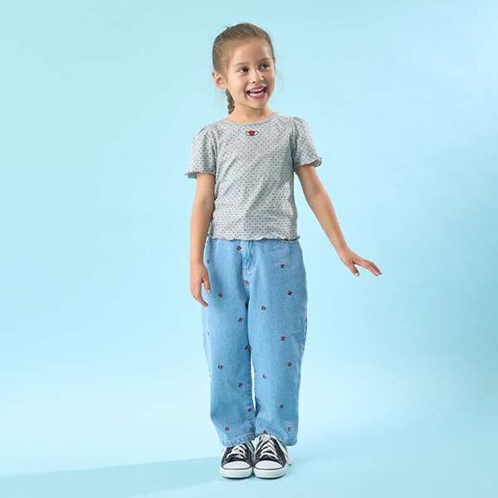 Soft Cotton Mini Puff Short Sleeve T-Shirt with Dot Print,Off white, medium image number 7