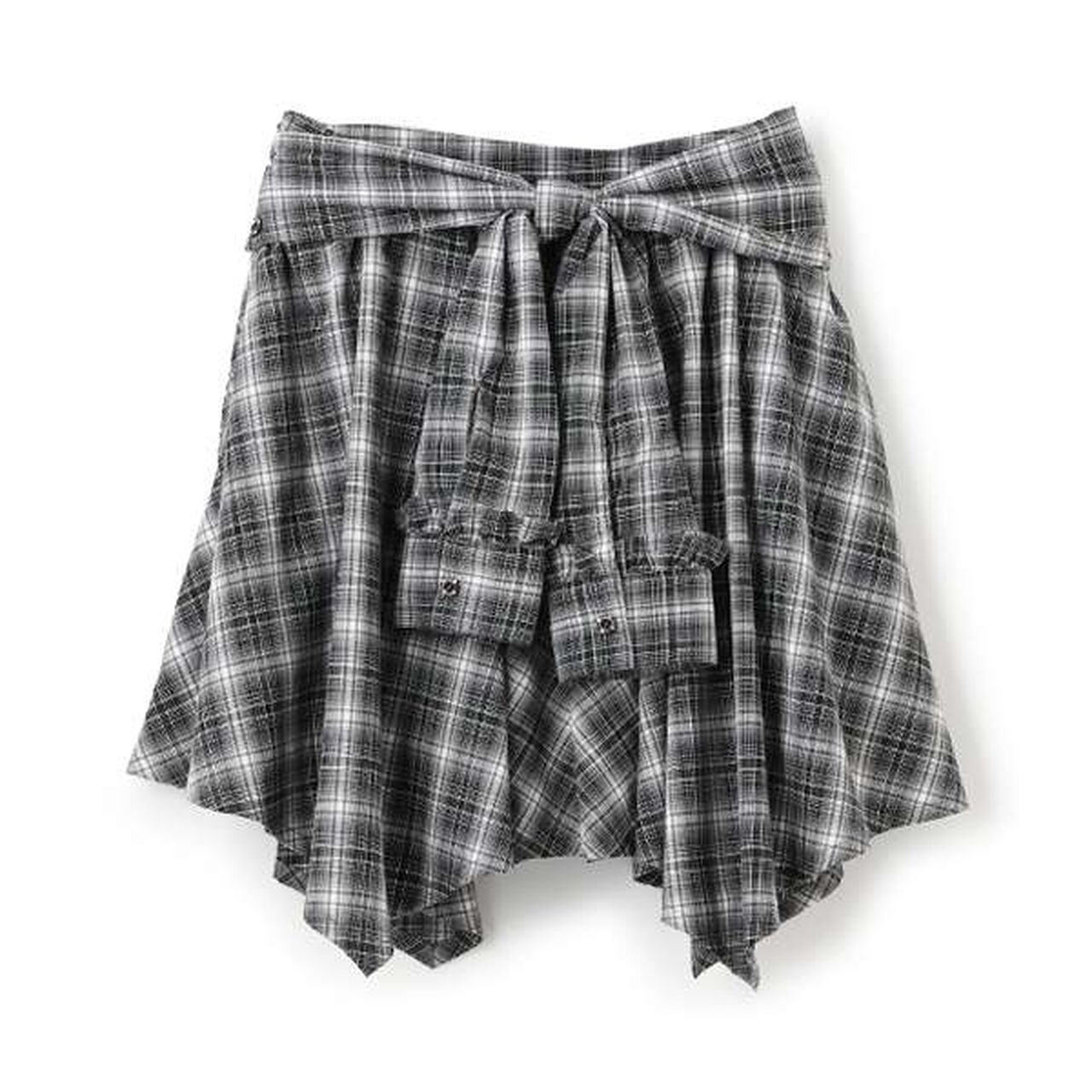 Knot Shirt Style Skirt with Shorts,Light gray, large image number 4