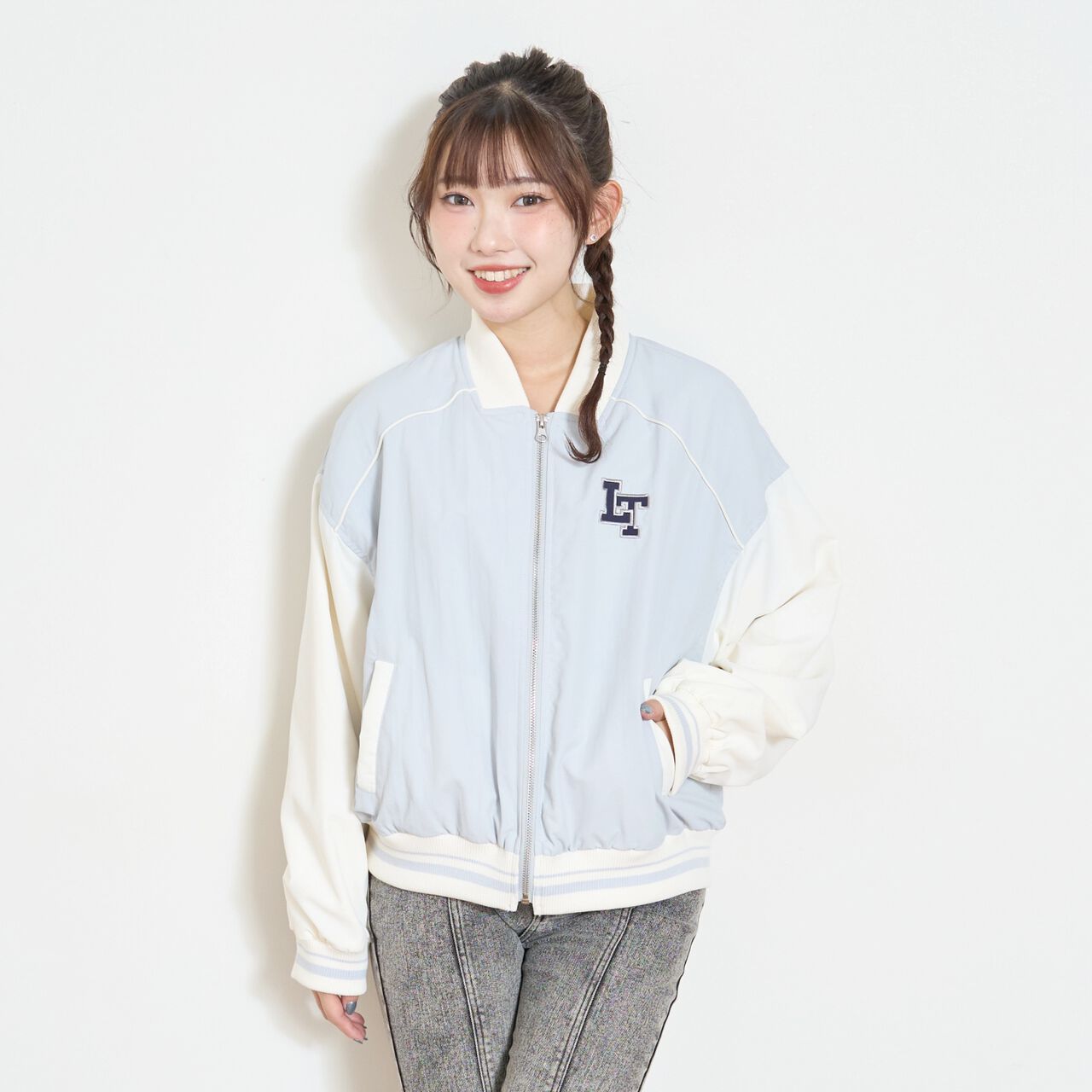 LTXC Water-Repellent Padded Varsity Jacket,Gray, large image number 3