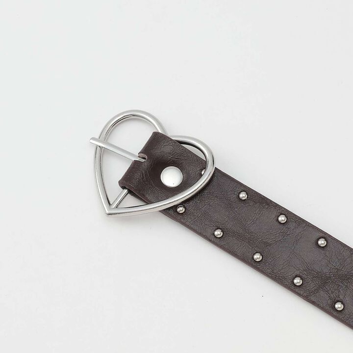 [LTXC] Heart Buckle Studded Belt,Brown, medium image number 1