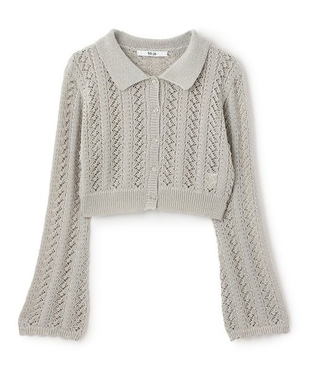 Lace Knit Polo Cardigan,Mint, large image number 14