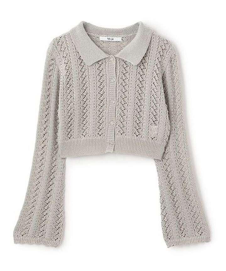 Lace Knit Polo Cardigan,Mint, medium image number 14