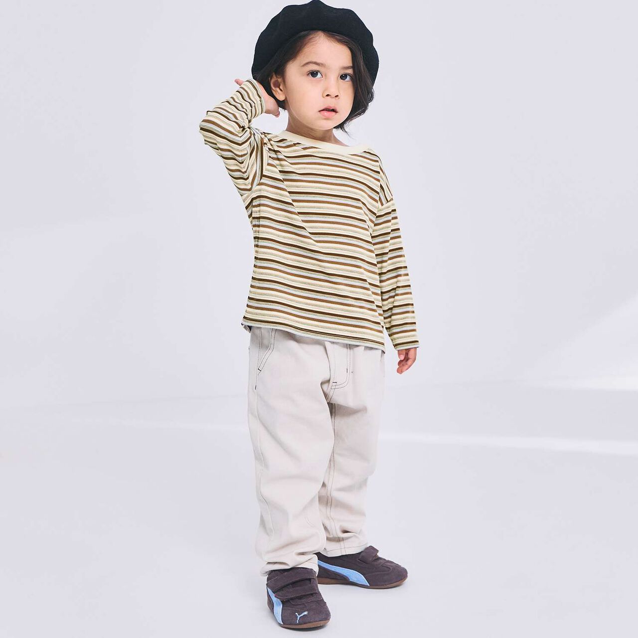 Multi-Stripe Ribbed Long-Sleeve T-Shirt,Pearl white, large image number 2