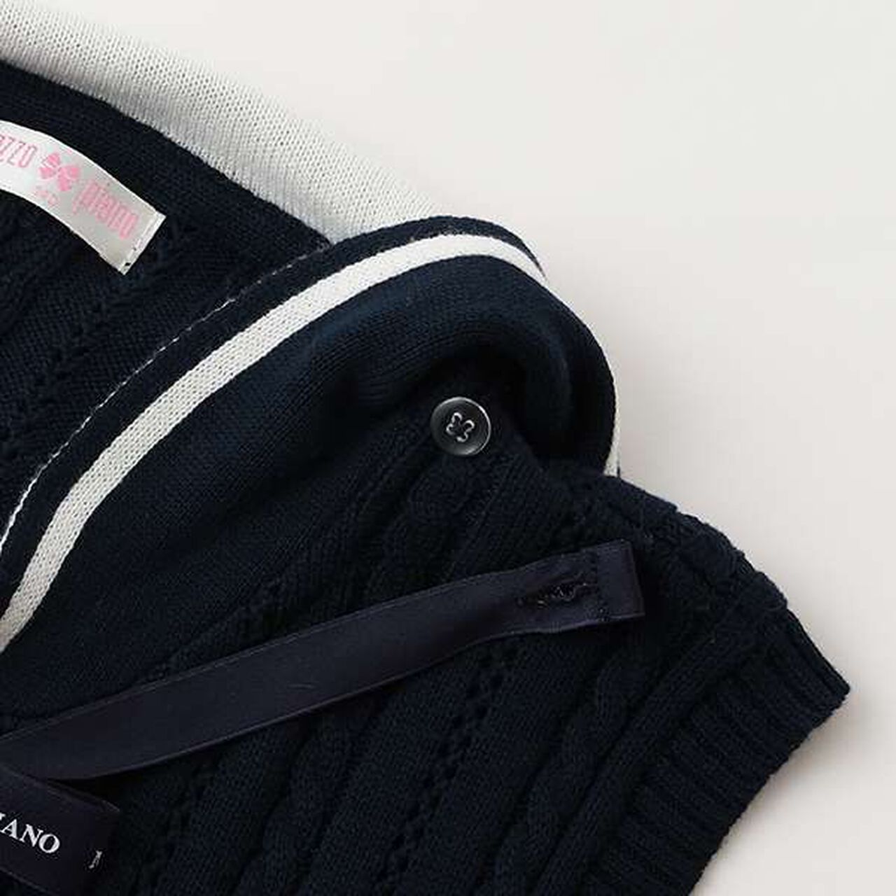 Sailor Collar Knit Vest & Long-Sleeve Tee Set,Off white, large image number 8