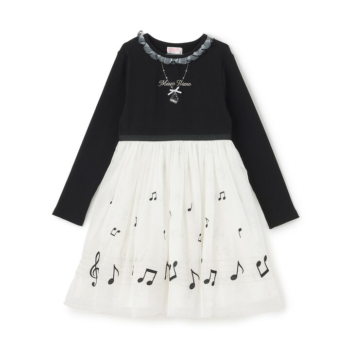 Musical Note Embroidered Tulle Docking Dress,, medium