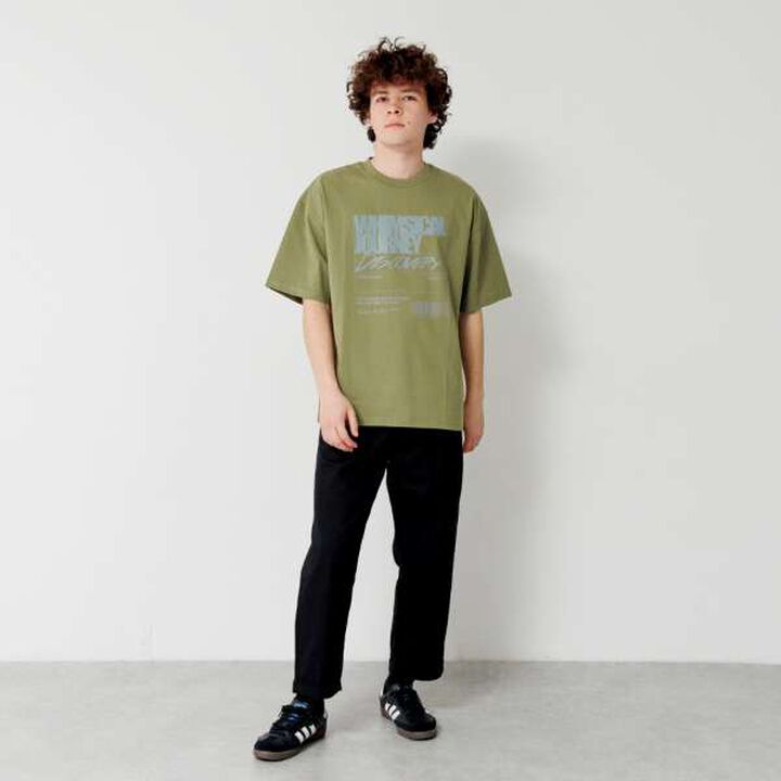 Big Short Sleeve T-Shirt with Reflective Print on Front,White, medium image number 1