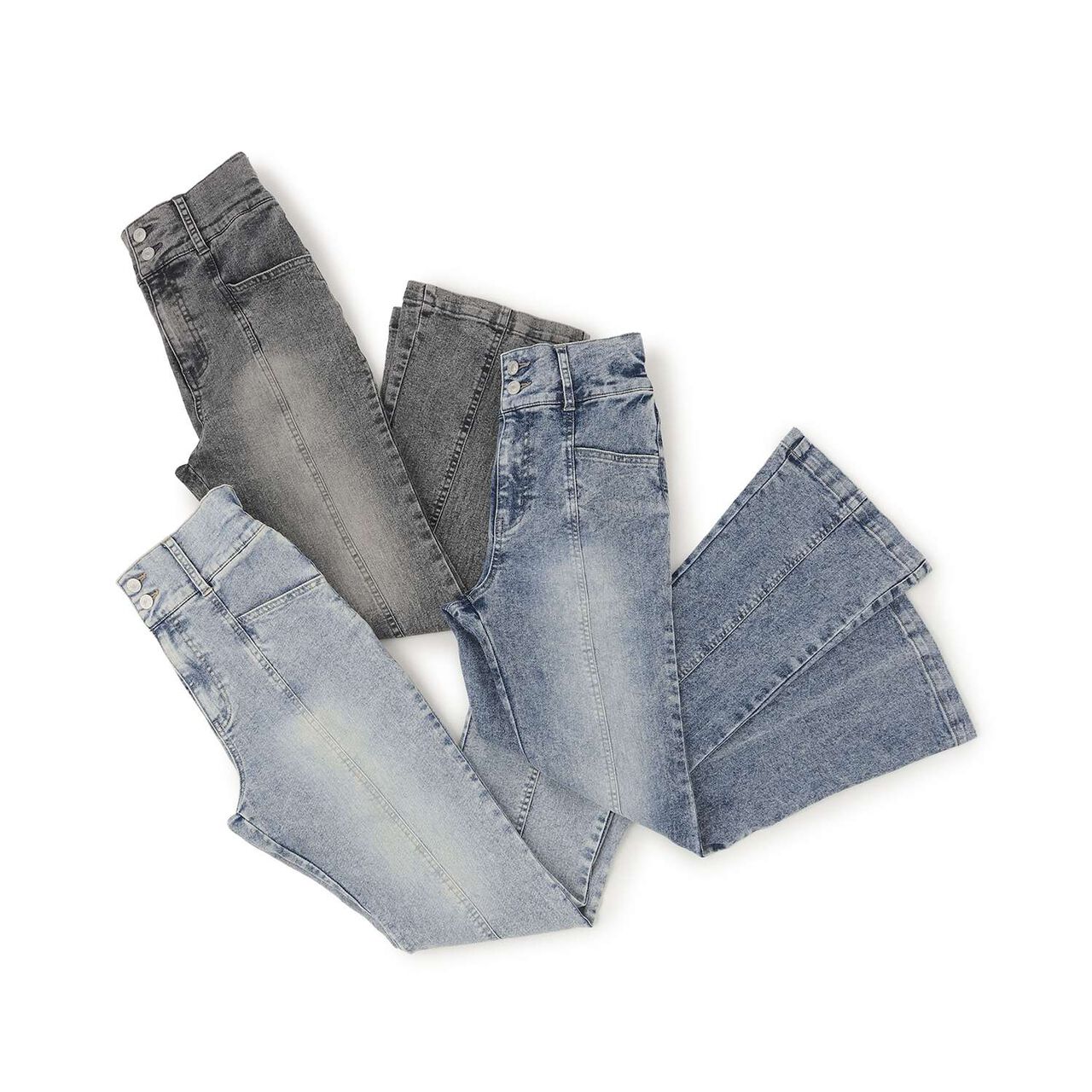[Stretch] Stylish Flare Denim Pants,Sax blue, large image number 13