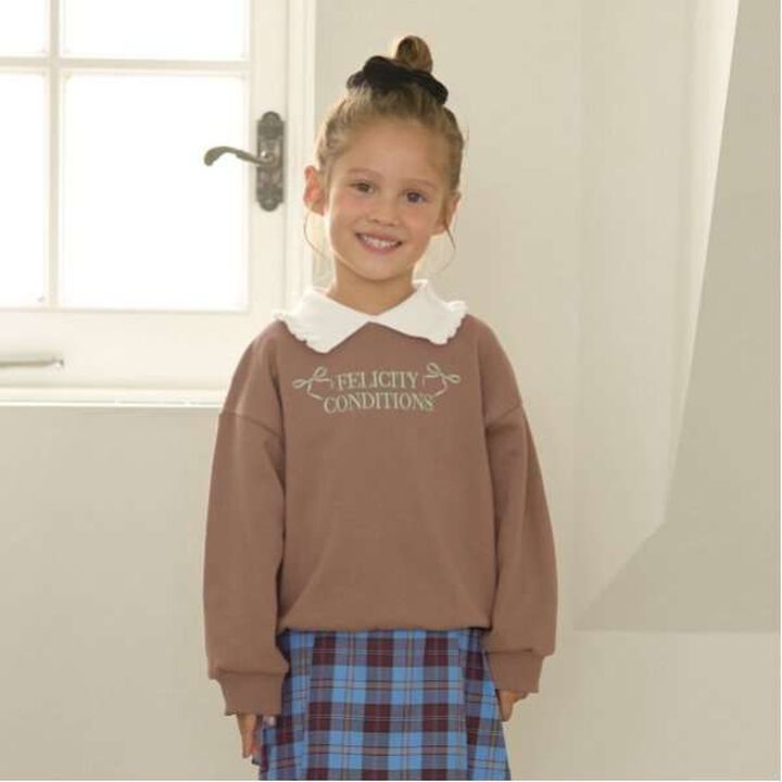 Pilling-Resistant Fuzzy Frill Collar Sweatshirt,Top gray, medium image number 23