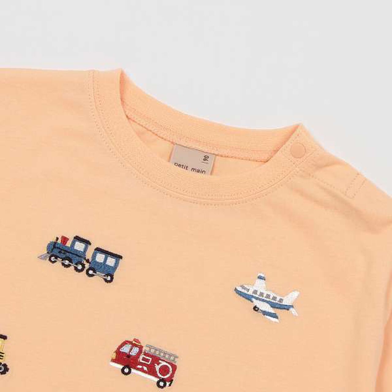 [Cool Touch] Working Vehicles Embroidery T-Shirt,Off white, large image number 3