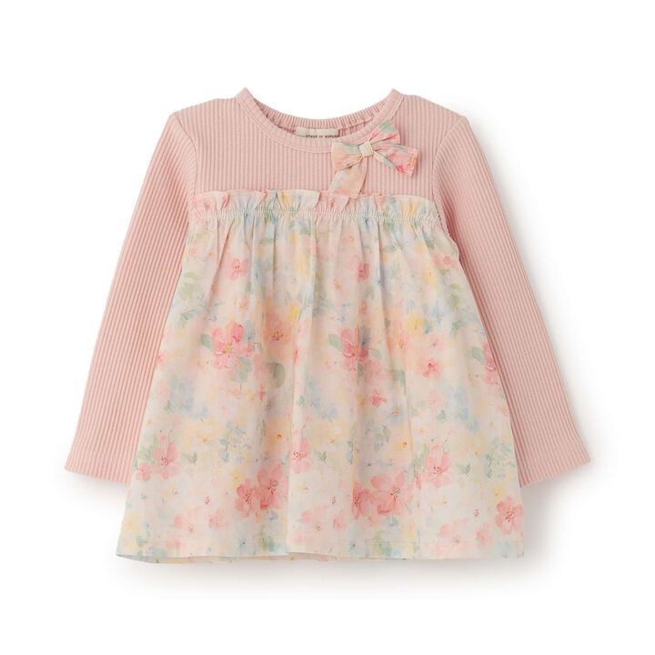 Floral Pattern Long-Sleeve Docking Tunic,, medium