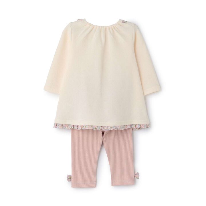 Liberty Appliqu&eacute; Rabbit One-Piece Dress Set,Pearl white, medium image number 1