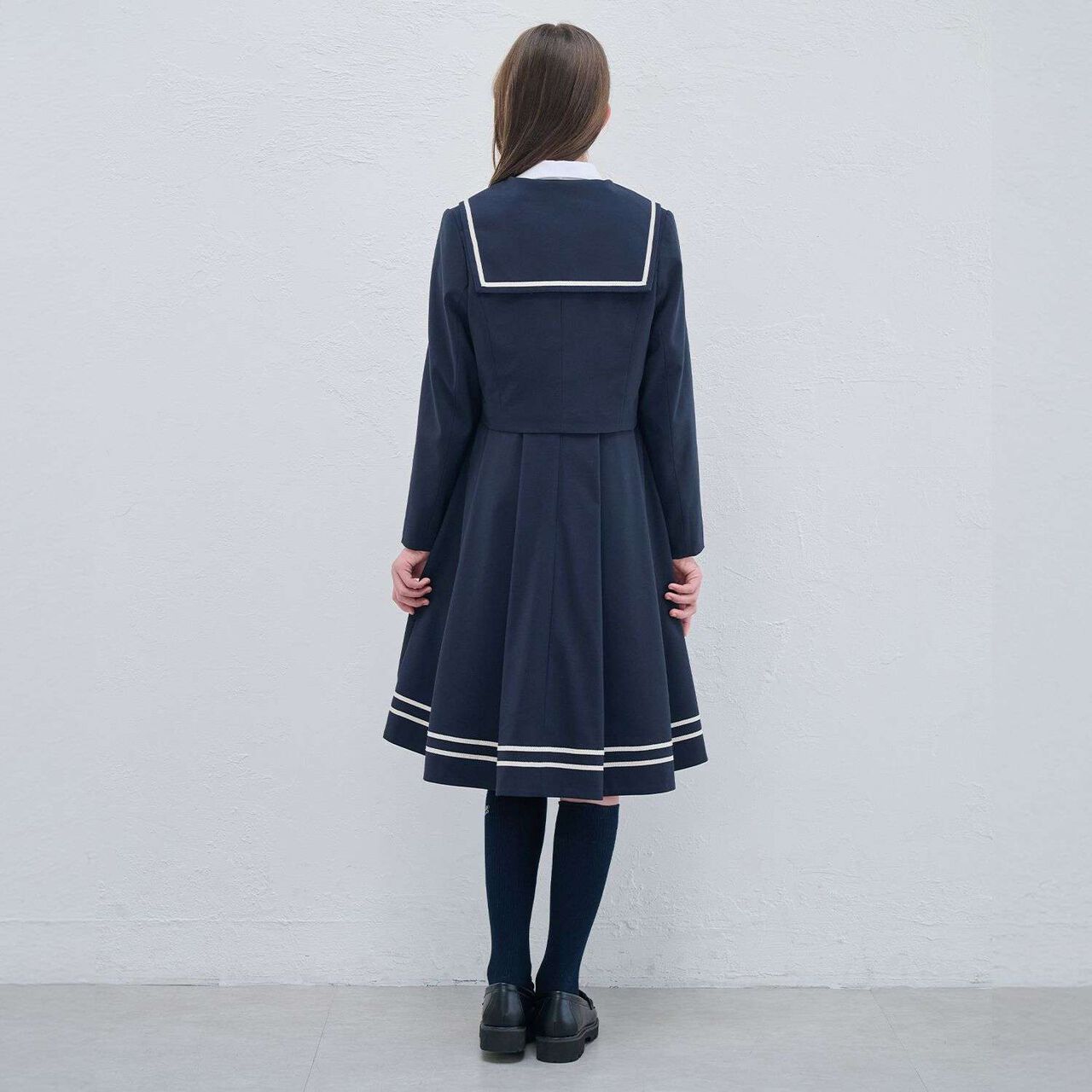 Sailor Short Jacket & Jumper Skirt Set,Beige, large image number 17