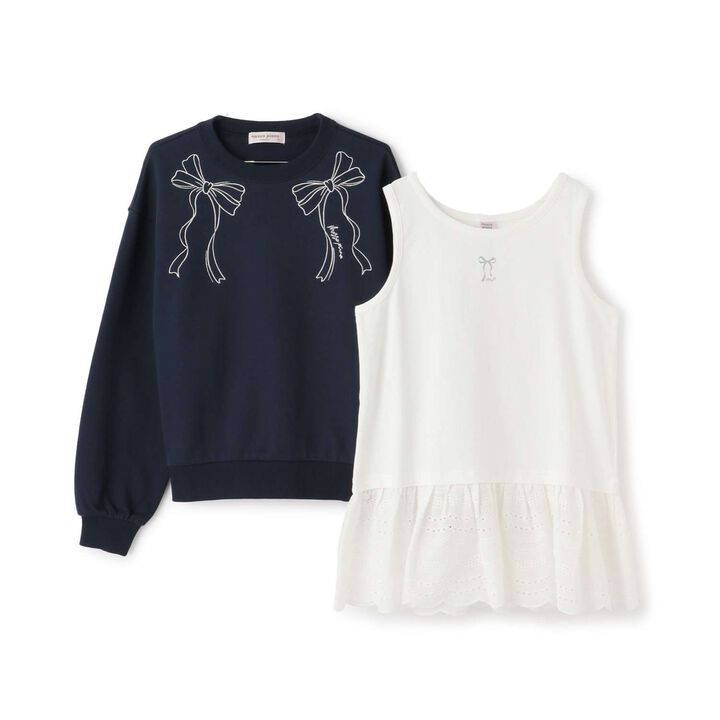 Lace Layered Sweatshirt,Lavender, medium image number 3