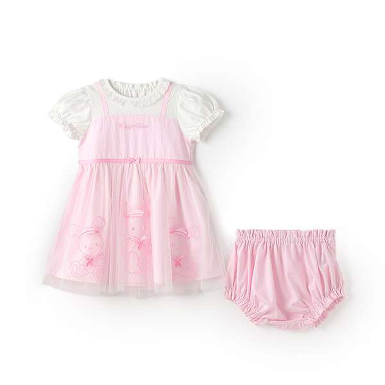 Rabbit Embroidery Docking Dress & Bloomers Set,Light blue, large image number 14