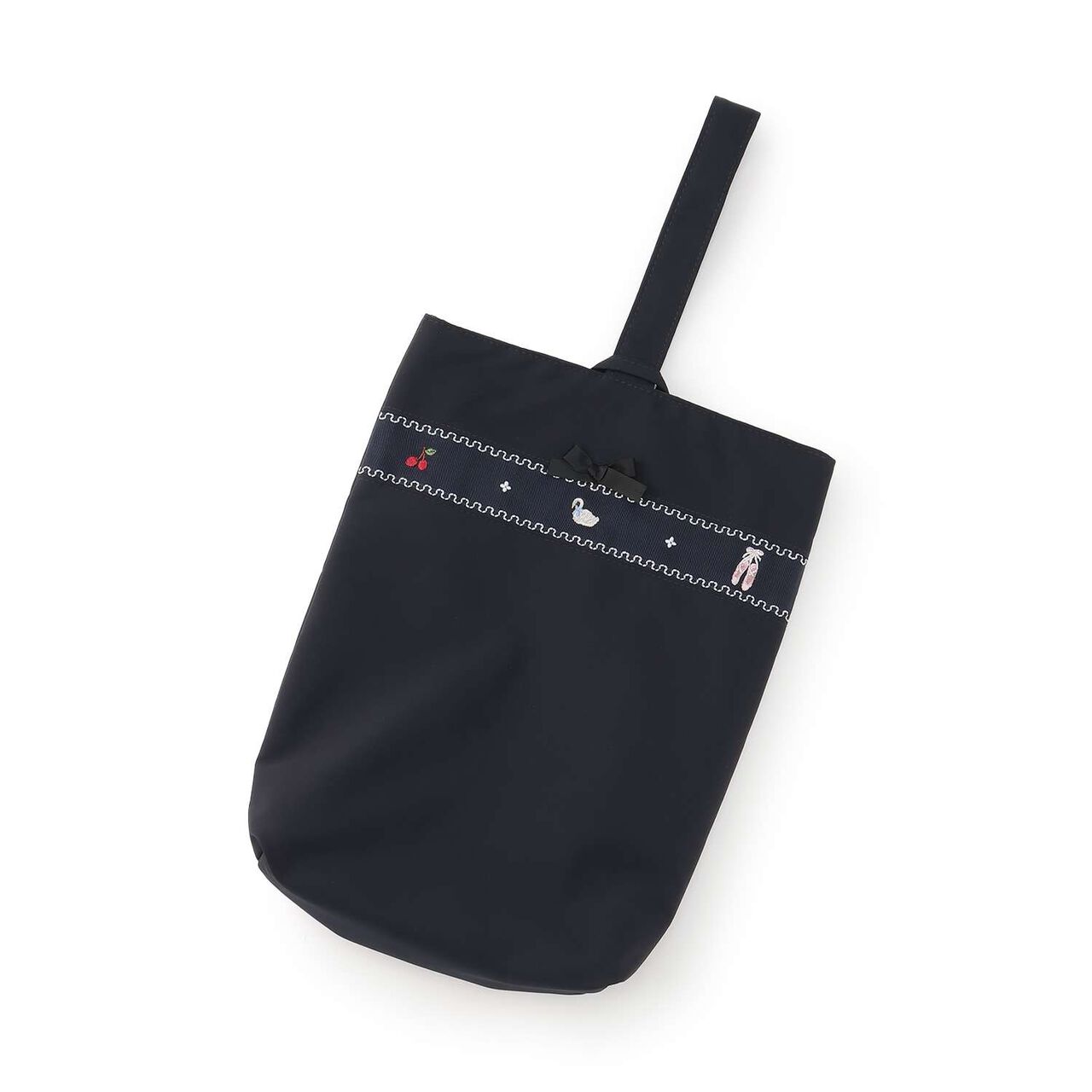 [For Preschool Use] GIRLS Embroidery Shoe Bag,Navy, large image number 0
