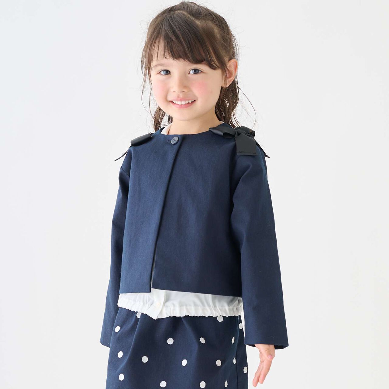 Ribbon Short Jacket,Navy, large image number 0