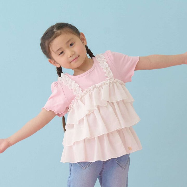 [Either Way Is Fine] UV Protection & Cool Touch Tiered Camisole Docking T-Shirt [Kids Girls],Mint, medium image number 19