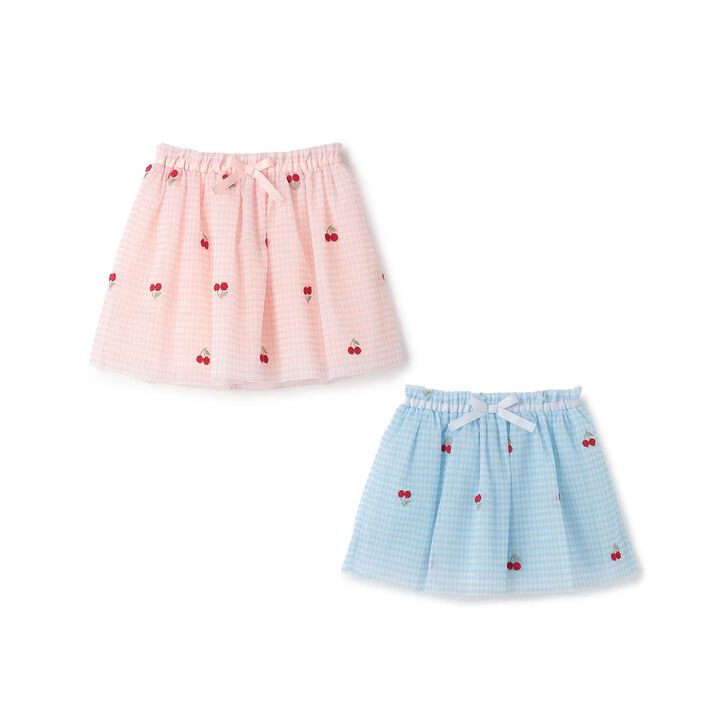 Cherry Embroidered Tulle Skirt,Blue, medium image number 6