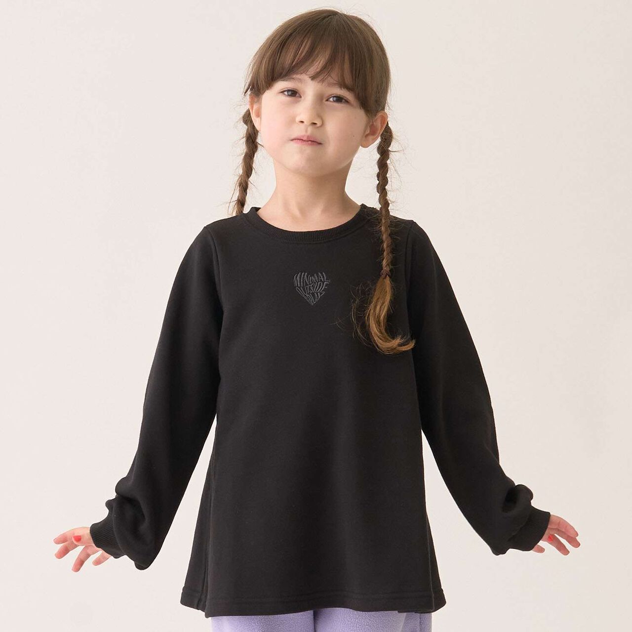 Fleece A-Line One-Point Pullover,Black, large image number 0